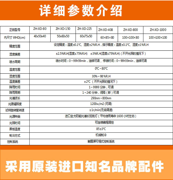 氙灯老化试验箱详细参数表